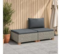 Rattan Lounge Set 2-Seater Modular Natural Rattan Kubu Grey 72x68x66cm Cushions