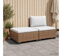 Rattan Lounge Set Natural Rattan 72x68x66cm 2-Seater Modular Mahogany Frame Set