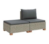 Rattan Lounge Set with Cushions GENDT 2 Piece Natural Rattan Foam Chic vidaXL