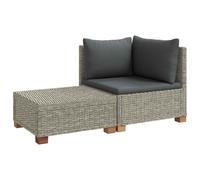 Rattan Lounge Set with Cushions GENDT 2 Piece Natural Rattan Patio Foam vidaXL