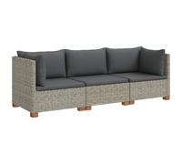 Rattan Lounge Set with Cushions GENDT 3 Piece Natural Rattan Modular vidaXL