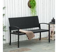 Rattan Loveseat Wicker 2 Seater Chair with Armrests for Garden Outdoor