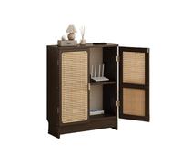 Rattan Media Storage Cabinet for Home & Office Large Capacity Design with Door & Shelf Stylish nizer for Living Room Modern Storage Solution