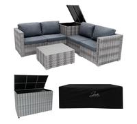 Rattan Modular Garden Furniture 6 Piece Set & 2 Storage Boxes 700L Monstershop Grey One Size