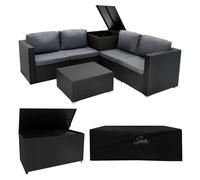 Jardi Serafina Rattan Modular 6 Piece Furniture Set & 996L Storage Box - Black, Black
