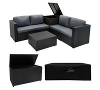 Rattan Modular Garden Furniture 6 Piece Set & 2 Storage Boxes 996L Monstershop Black One Size