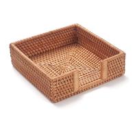 Rattan Napkin Holder Square, Napkin Holders for Paper Napkins, 7.5" x 7.5" x 2.5", Wicker Napkin Tray, Woven Guest Towel Holder for Restaurant/Kitchen/Bathroom Napkin Holder for Table