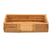 Rattan Napkin Holder Woven Lunch Serviette Tray Tissue Paper Dispenser Tabletop Decor Storage Tray for Kitchen, Dining Room, Bar, Party, Modern Buffet Napkin Caddy for Picnic Wedding(24x14cm)