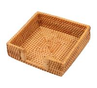 Rattan Napkin Holder Woven Lunch Serviette Tray Tissue Paper Dispenser Tabletop Decor Storage Tray for Kitchen, Dining Room, Bar, Party, Modern Buffet Napkin Caddy for Picnic Wedding(18x18cm)