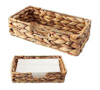 Rattan Napkin Holders for Tables, Rectangle Water Hyacinth Napkin Holder, Wicker Napkin Baskets Guest Towel Napkin Holder for for Restaurant Kitchen Bathroom, 9.45" x 5.12" x 2.76"