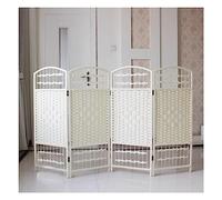 Rattan Nursery Screen Divider, Small Screen For Play Area Movable Pet Enclosure Japanese Room Divider Folding Privacy Screen For Children's Bedroom, Library (Color : White-4 Panel, Size : 100x160cm