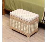 Rattan Ottoman Footrest - Woven Seagrass Pouffe Upholstered Footstool, Compact Design, Stylish Home Decor & Functional Storage, Ideal for Living Room