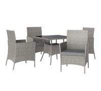 Rattan Outdoor Dining 4pcs Light Grey Steel PE Rattan Tempered Glass 80x80x74 cm