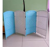 Rattan Partition,Foldable Blue and White Color-blocked Screen,4/5/6 Panels Available,Suitable for Art Display Shelves Photo Walls(80x40cm,6 panels)