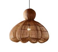 Rattan Pendant Light Farmhouse 19.69" Boho Pendant Light Wicker Hanging Light,Hand-Woven Rattan Chandelier for Dining Living Bedroom Kitchen