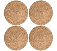 Rattan Place Mats for Table - 4 Pack 10 Inch Round Papyrus Woven Placemats for Kitchen Dining Table