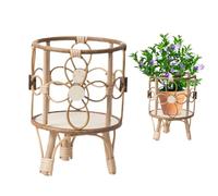 Rattan Plant Stand - Riser for Indoor Rattan and Wicker Pots,Hollow Stand with Legs Boho Decoration for Succulents, Gardens and Flowers