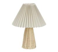 Rattan Pleated Lamp, Scandinavian Inspired Vintage Pleated Table Lamp with Rattan Base Soft Warm Light for Bedroom Decoration, Ideal for Nighttime Reading Simply Unwinding