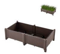 Rattan Raised Garden Bed, Planter Container with Legs for Urban Gardening, Confident Garden Box, Drain Hole Design, and Bed