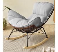 Rattan Rocker Recliner - Outdoor Patio Rocking Chair with Padded Cushion for Living Room, Garden, Deck, Porch