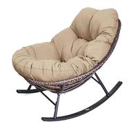 Rattan Rocking Recliner Chair with Padded Cushion for Outdoor Patio, Garden, Balcony, Porch Comfort