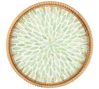 Rattan Round Serving Tray, Decorative Rattan Serving Tray, Multipurpose Hand Woven Centerpiece Tray, 30x30x3cm Natural Rattan Fruit Plate for Bread Coffee Snacks Fruit Kitchen Living Room