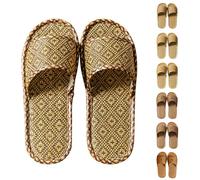 Rattan Sandals House Sandals Men Indoor Household Linen Slip-Proof Sterilization Slippers Lightweight Open-Toe Quick Dry Sports Shoes Fashionable Wide Fit Shoes Flat Walking Slippers