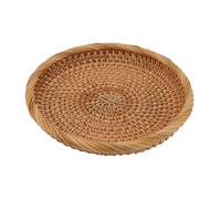 Rattan Serving Tray, Hand Woven Fruit Basket, Natural Material, M Size - Elegant Traditional Design, Durable Craftsmanship, Kitchen and Table Decor (S)
