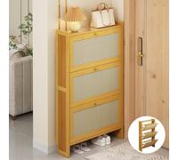 Rattan Shoe Cabinet Slim Wooden Storage for Hallway & Bedroom Stylish Shoe Furniture for Entryway Space Saving Design