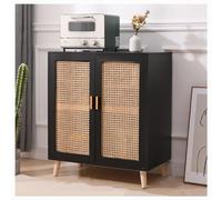 Rattan Shoe Rack - Slim Freestanding Design with Open Compartments & Anti-Tip Device for Modern Storage in Living Room & Bedroom