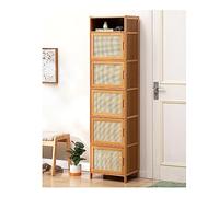 Rattan Shoe Storage Rack - Bamboo Closed Shoe Shelf with Doors for Entryway and Hallway Closet, 4 to 11 Tier Options