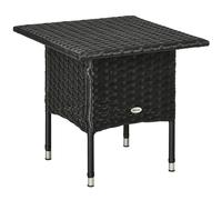 Rattan Side Table Black 50x50x47cm PE Rattan Outdoor Coffee Table Stable Durable