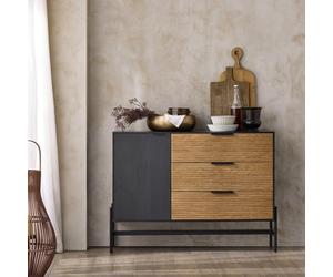 Rattan Sideboard Shoe Storage Cabinet With Shelf,black,sobuy Hfsb02-Sch