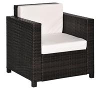 Rattan Single Sofa Chair Garden Wicker Weave Armchair Fire Resistant Brown