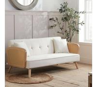 Rattan Sofa Bed White Boucle Fabric Birlea Lima 3 Seater Settee Click Clack