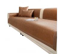 Rattan sofa cushions, Summer Cooling Sofa Cover, Breathable, skin-friendly, Soft to the touch, Smooth mat surface, Quilted edging, Beautiful and durable, for Dogs Cats Pet Living Room(Brown,90X210cm)