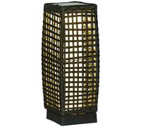 Rattan Solar Floor Lantern Grey 78x21x21cm Steel Frame Wicker IP44 15lm Warm8h
