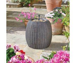 Rattan Solar Fountain Water Feature Garden Outdoor Decoration Patio 45cm
