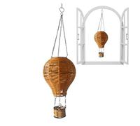 Rattan Solar Lantern, Outdoor Balloon Light, Weather-Resistant Hanging Lamp, Bright Warm Glow, 1pc Hot Air Design for Garden Porch Balcony Yard Gazebo Tree Decor, 212g Brown