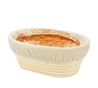 Rattan Sourdough Proofing Basket - 30cm Oval Banneton, Linen Cloth Liner, Bread Making Dough Rising Basket