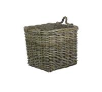 Red Hamper RA008/2 Rattan Medium Square Grey Rattan Log Basket
