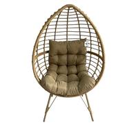 Rattan Standing Egg Chair With Soft Cushion, Durable Metal Frame, Max Load 180 Kg - Natural