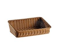 Rattan Storage Basket, 40 * 30 * 12cm Rattan Basket, Rectangular Sloping Rattan Storage Box, Hand-Woven Poly Wicker Basket, Rattan Storage Tray For Kitchen, Table, Wardrobe