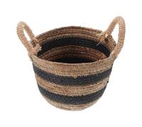 Rattan Storage Basket with Handles for Nursery Kitchen Use | Seagrass Bamboo Woven Design, Boho Rustic Style, Lightweight Decorative Accent, for Blankets and Fruits