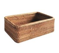 Rattan Storage Baskets Rectangle Woven Bread Basket Rectangular Wicker Serving Organizer Tray Rattan Fruit Basket for Kitchen Countertop Bathroom Living Room,Brown, 1