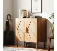 Rattan Storage Cabinet With 2Door Wood Entryway Sideboard