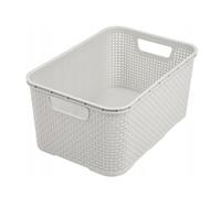 Rattan Storage Handy Basket Organizer Plastic 3 Size 3 Colours Choice Kitchen Bathroom Toy Cosmetics Decoration (White, 10L (288 x 197x 162mm))