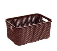Rattan Storage Handy Basket Organizer Plastic 3 Size 3 Colours Choice Kitchen Bathroom Toy Cosmetics Decoration (Brown, 7L (285 x 195 x129mm))