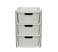 Rattan Storage Tower with 3 Drawers - Mushroom 39x39x63cm - TJ Hughes