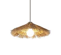 Rattan Straw Hat Hanging Lamp Woven Pendant Lights Kitchen Island Bamboo Wicker Creative Personality Pastoral E27 Chandelier Retro Style Restaurant Farmhouse